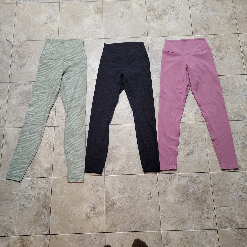 Women Lululemon/balance Athletic Leggings Set Green, Black, and Pink, Size Small